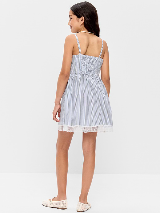 Old Navy Sleeveless Fit and Flare Striped Lace-Trim Dress for Girls — photo 3