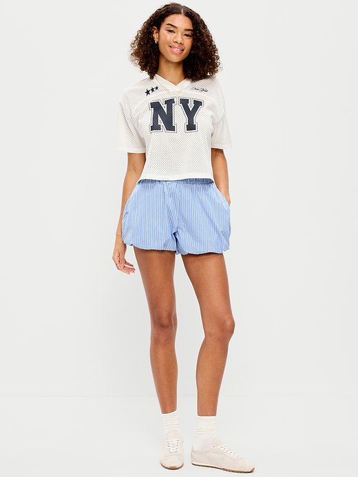 Old Navy Poplin Bubble Hem Shorts — photo 9