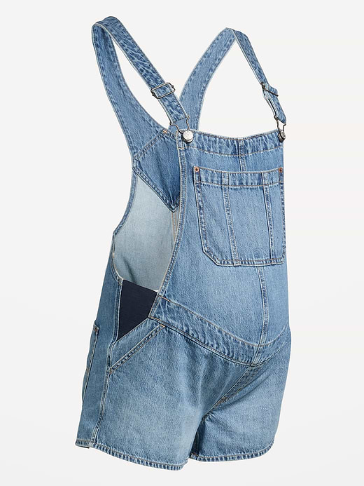 Old Navy Maternity Side-Panel Jean Shortalls — photo 5