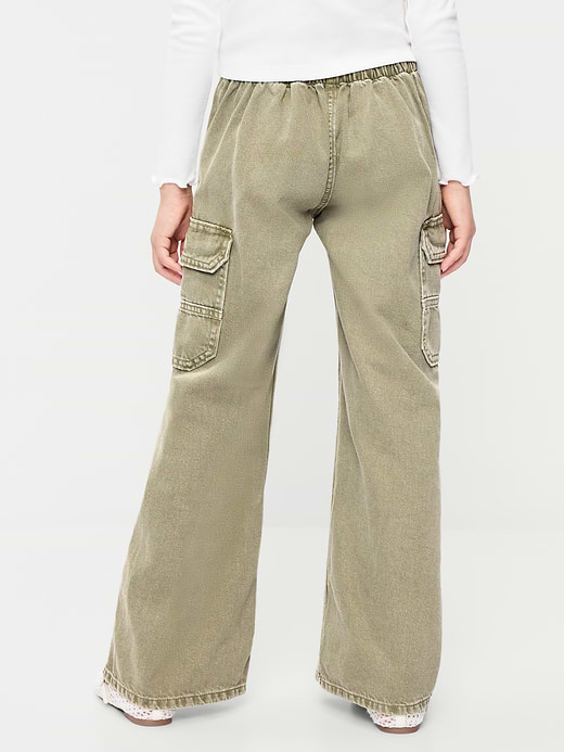 Old Navy Pull-On Low-Rise Super Baggy Wide-Leg Cargo Jeans for Girls — photo 3