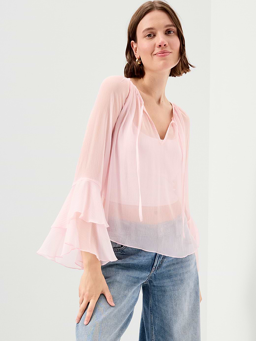 Old Navy Sheer Chiffon Bell-Sleeve Top — photo 1