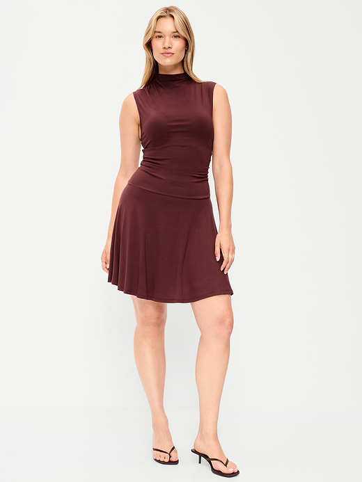 Old Navy Gathered Mock-Neck Drop-Waist Mini Dress — photo 7