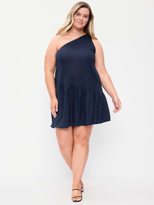 Old Navy One-Shoulder Asymmetrical Linen-Blend Mini Dress — photo 9