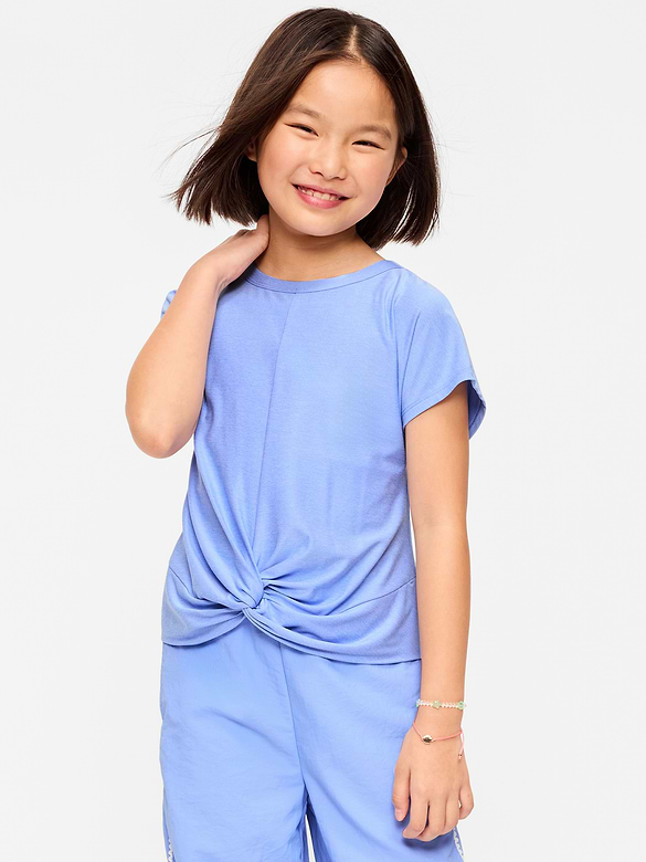 Old Navy CloudMotion Short-Sleeve Front-Knot T-Shirt for Girls — photo 6