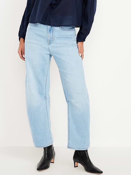 Old Navy High-Waisted Wow Barrel-Leg Ankle Jeans — photo 3