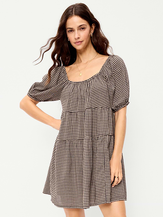 Old Navy Puff-Sleeve Smocked Mini Swing Dress — photo 4