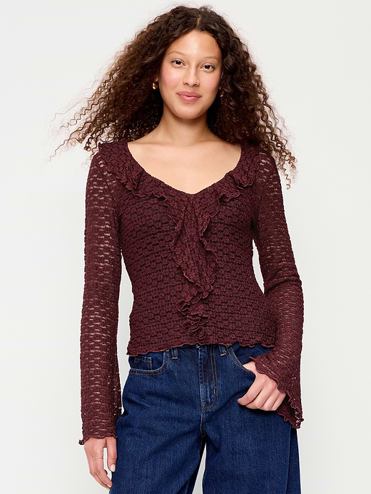 Old Navy Fitted Bell-Sleeve Ruffle Top — photo 1