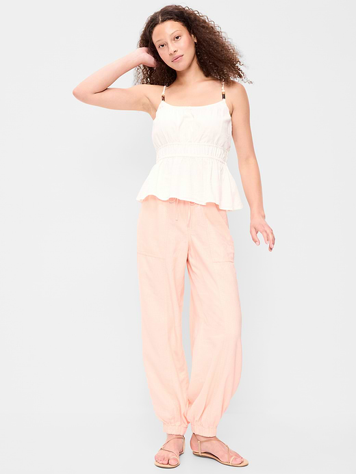 Old Navy Mid-Rise Linen-Blend Cinched-Ankle Pants — photo 1