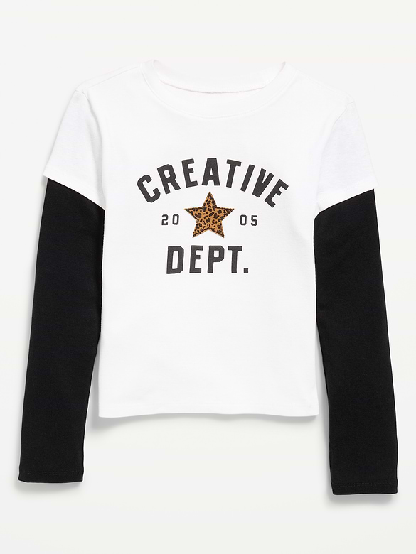 Old Navy Fitted 2-in-1 Graphic T-Shirt for Girls — photo 3