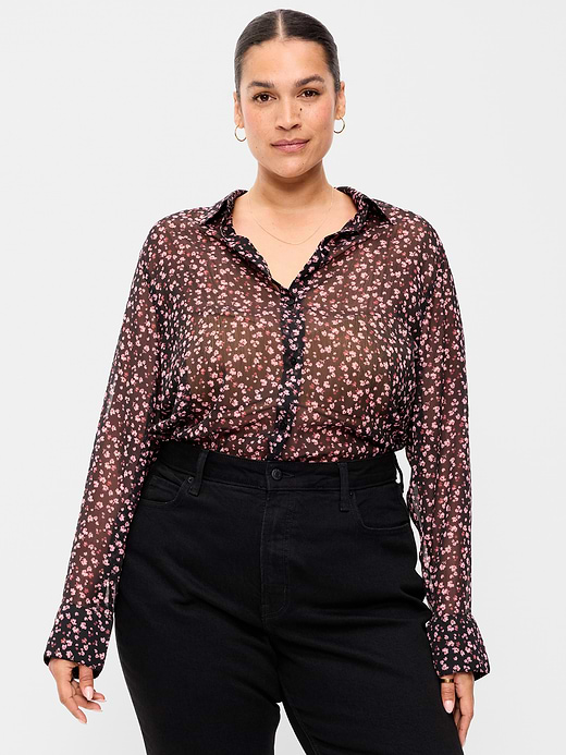 Old Navy Chiffon Sheer Button-Down Shirt — photo 8