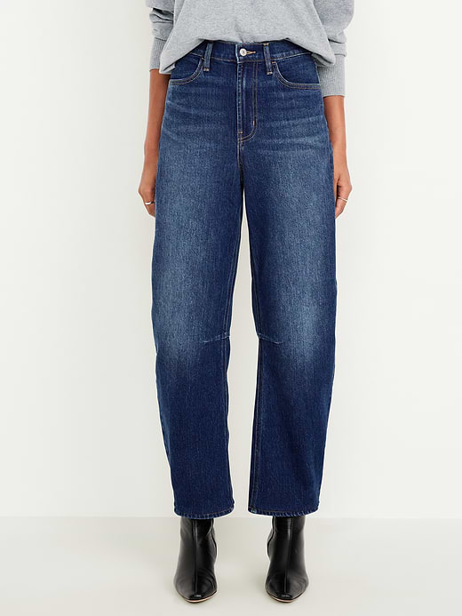 Old Navy High-Waisted Wow Barrel-Leg Ankle Jeans — photo 3