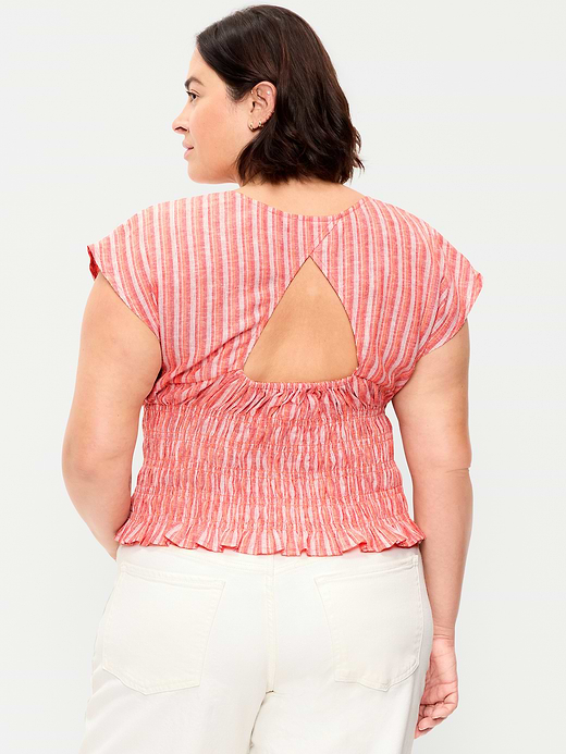 Old Navy Linen-Blend Short-Sleeve Smocked Top — photo 8