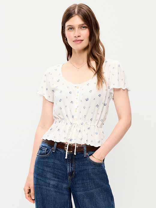 Old Navy Lace-Trim Button-Down Top — photo 1