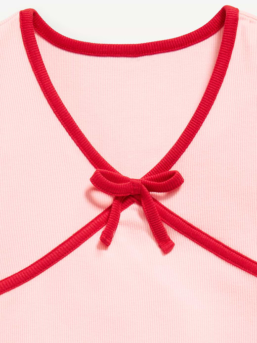 Old Navy Fitted Short-Sleeve Ribbed Bow Top for Girls — photo 5