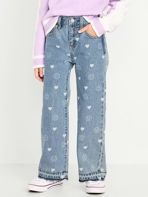 Old Navy Printed High-Waisted Baggy Wide-Leg Jeans for Girls