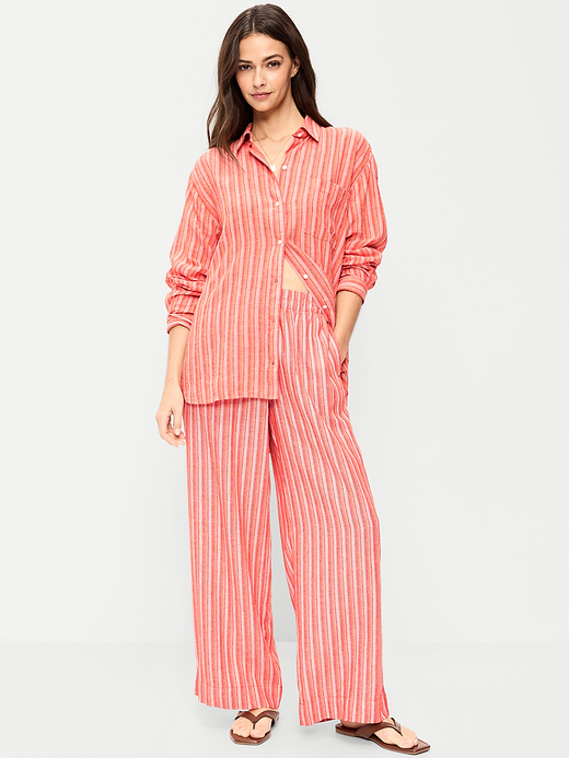 Old Navy High-Waisted Linen-Blend Super Wide-Leg Pants