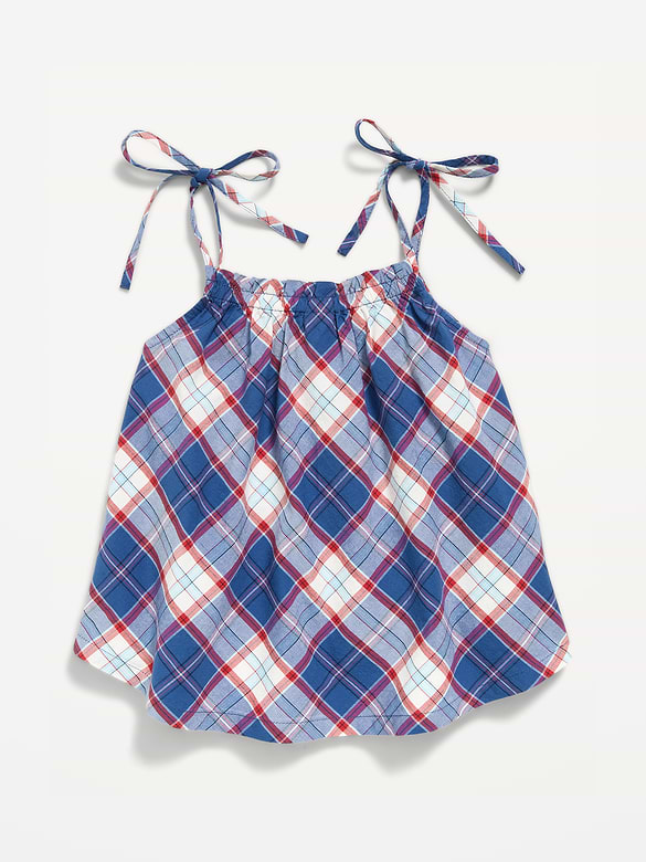 Old Navy Sleeveless Tie-Shoulder Plaid Top for Girls — photo 4