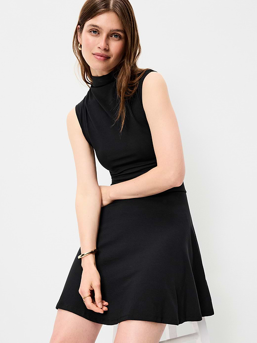 Old Navy Gathered Mock-Neck Drop-Waist Mini Dress — photo 4