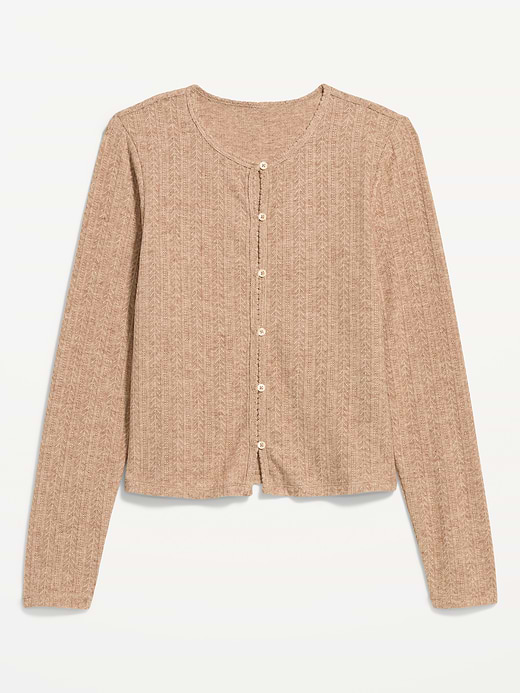 Old Navy Long-Sleeve Button-Front Cutout Pointelle Top — photo 5