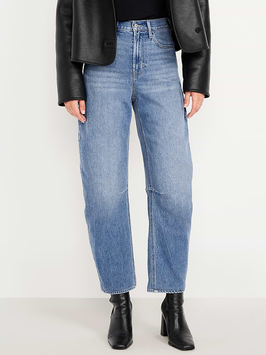 Old Navy High-Waisted Wow Barrel-Leg Ankle Jeans — photo 3