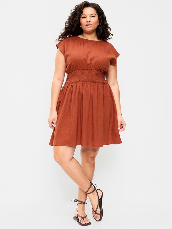 Old Navy Smocked-Bodice Fit & Flare Mini Dress — photo 9