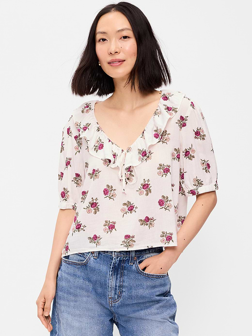 Old Navy Ruffle Collar Tie-Front Top — photo 1