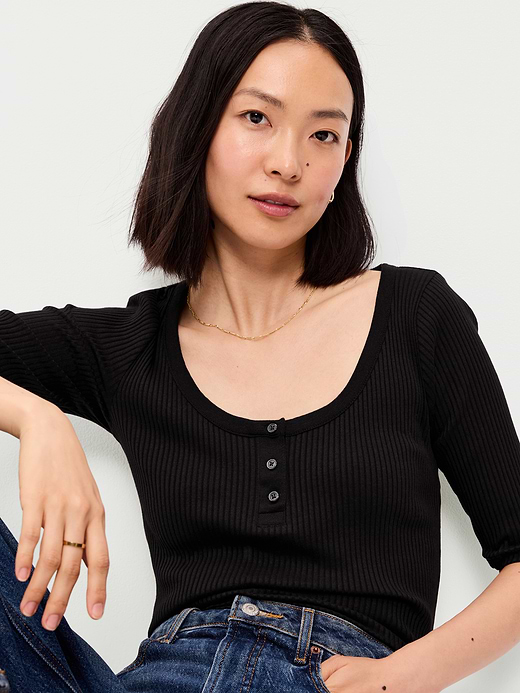 Old Navy Scoop-Neck Fitted Henley Top — photo 4