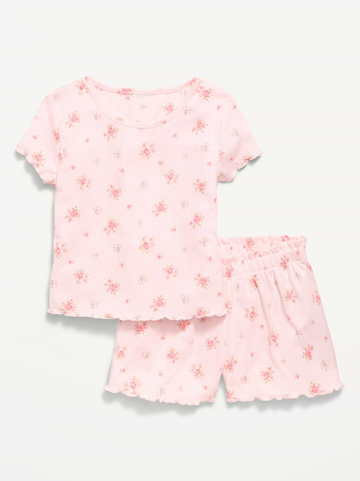Old Navy Ribbed Lettuce-Edge Pajama Top and Shorts Set for Girls — photo 1