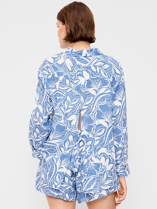Old Navy Open-Back Crinkle Gauze Button-Down Shirt — photo 3