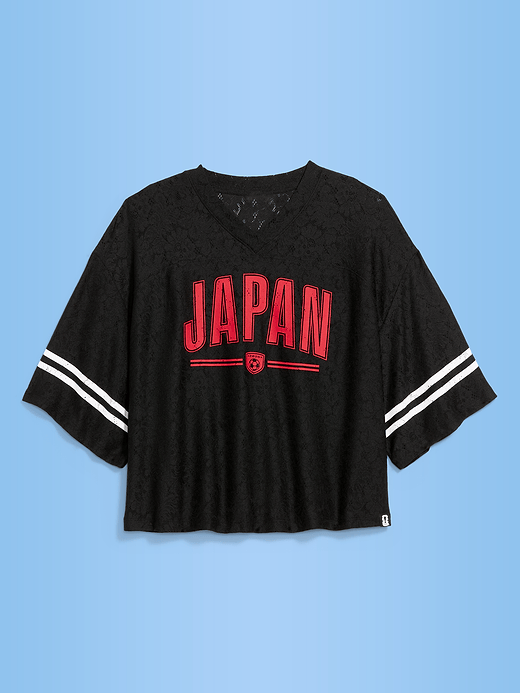 Old Navy FIFA World Cup 26™ France Boxy Lace V-Neck T-Shirt for Women — photo 1
