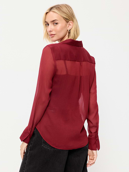 Old Navy Chiffon Sheer Button-Down Shirt — photo 3
