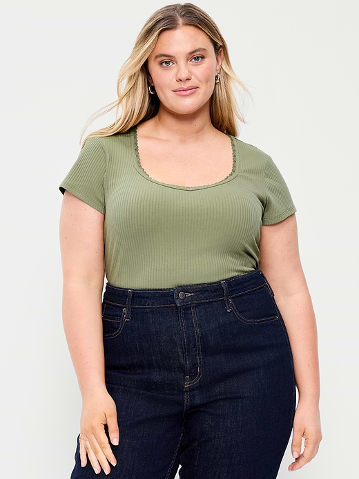 Old Navy Lace-Trim Sweetheart-Neck Ribbed Top — photo 9