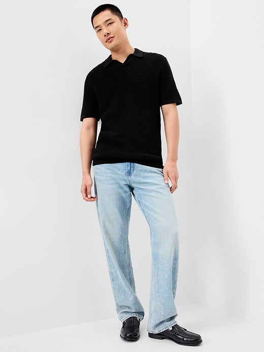 Old Navy Mixed-Stitch Polo Sweater — photo 4