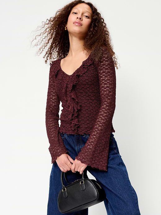 Old Navy Fitted Bell-Sleeve Ruffle Top — photo 4