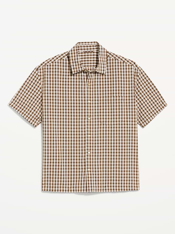 Old Navy Loose Fit Textured Plaid Pocket Shirt — photo 5