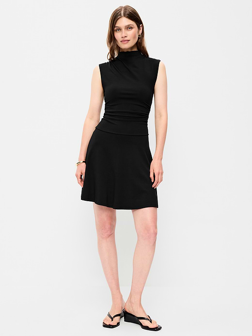 Old Navy Gathered Mock-Neck Drop-Waist Mini Dress — photo 1