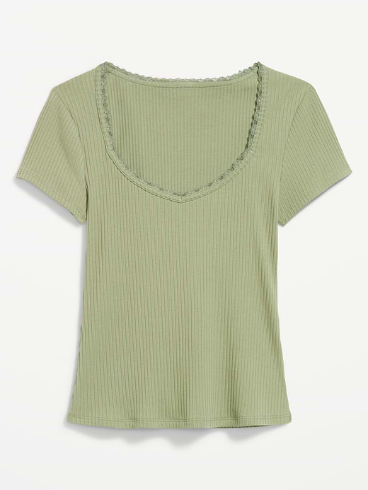 Old Navy Lace-Trim Sweetheart-Neck Ribbed Top — photo 6