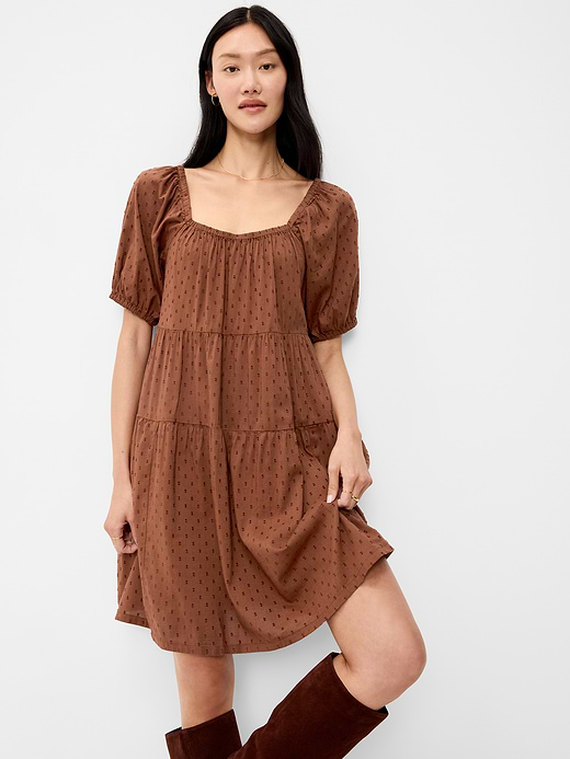 Old Navy Puff-Sleeve Smocked Mini Swing Dress — photo 1