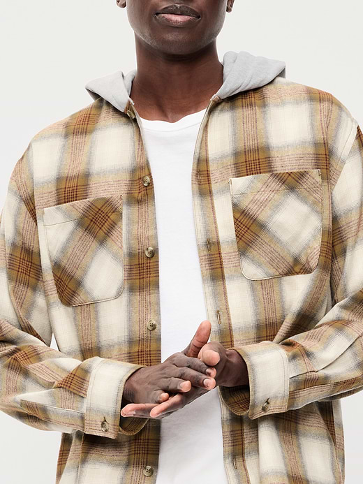 Old Navy Long-Sleeve Flannel Hooded Shirt — photo 4