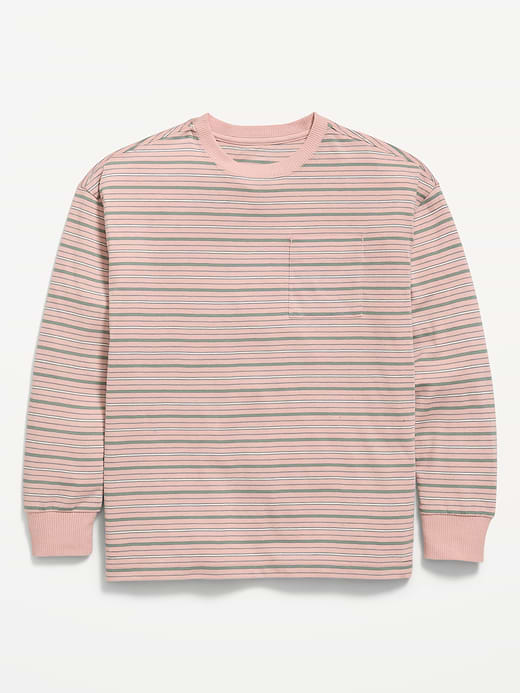 Old Navy Oversized Long-Sleeve Striped Pocket T-Shirt for Boys — photo 1