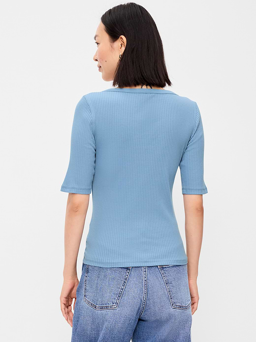 Old Navy Scoop-Neck Fitted Henley Top — photo 3