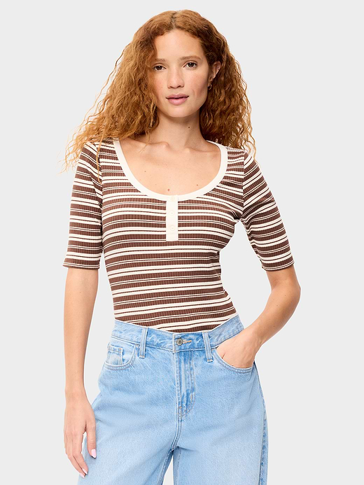 Old Navy Scoop-Neck Fitted Henley Top — photo 1