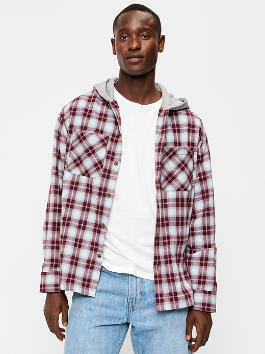 Old Navy Long-Sleeve Flannel Hooded Shirt — photo 1