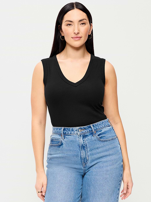 Old Navy Snug Crop V-Neck Ribbed Tank Top — photo 6