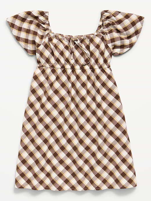 Old Navy Short Flutter-Sleeve Crinkled Plaid Dress for Girls — photo 4