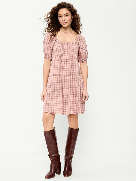 Old Navy Puff-Sleeve Smocked Mini Swing Dress — photo 1