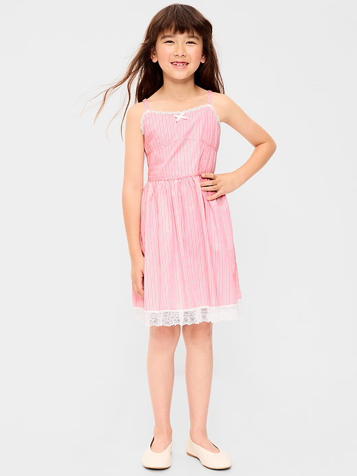 Old Navy Sleeveless Fit and Flare Striped Lace-Trim Dress for Girls — photo 1