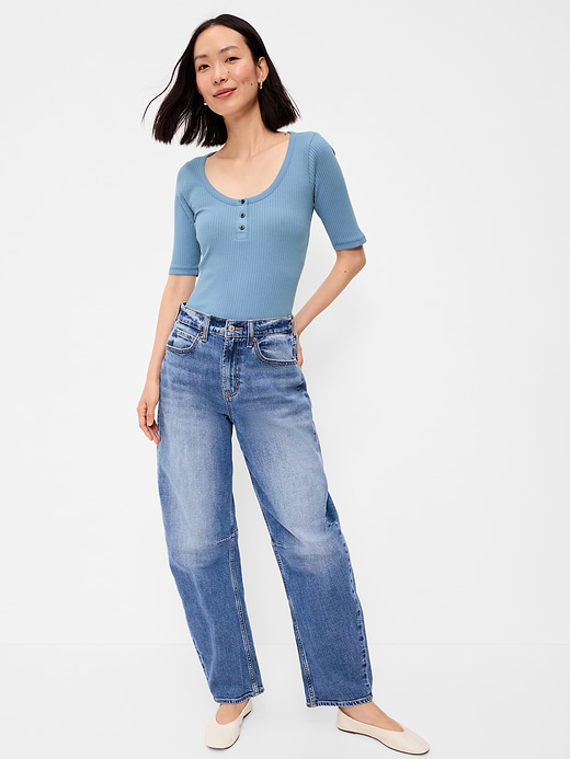 Old Navy Scoop-Neck Fitted Henley Top — photo 4
