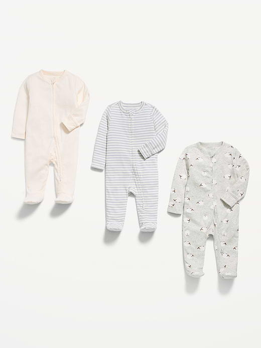 Old Navy Unisex 3-Pack Sleep & Play 2-Way-Zip Footed One-Piece for Baby — photo 3