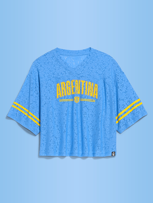 Old Navy FIFA World Cup 26™ France Boxy Lace V-Neck T-Shirt for Women — photo 4